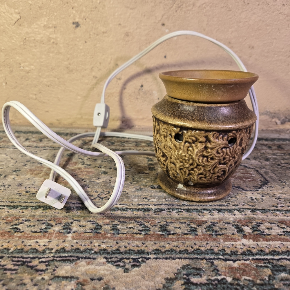 Small Beige Bronze Candle Warmer With Bulb Works Intertek 5in